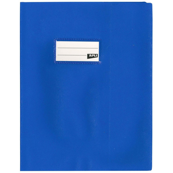 photo-Protège-cahier opaque bleu en PVC – Format 17x22 cm – Épaisseur 19/100ème – Grain cuir