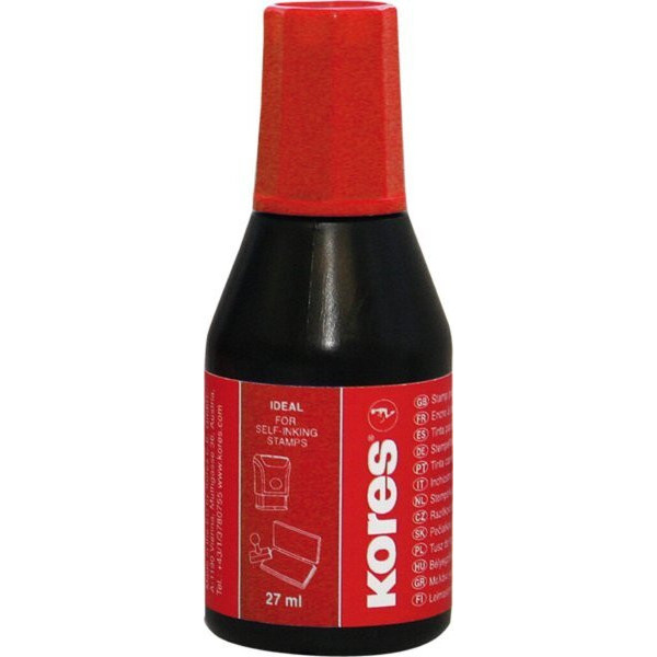 photo - Flacon encre pour encreur - Rouge - Indélébile - Séchage rapide - 27ml - Kores