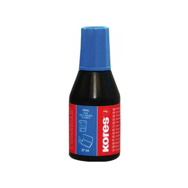 photo - Flacon encre pour encreur - Bleu - Indélébile - Séchage rapide - 27ml - Kores