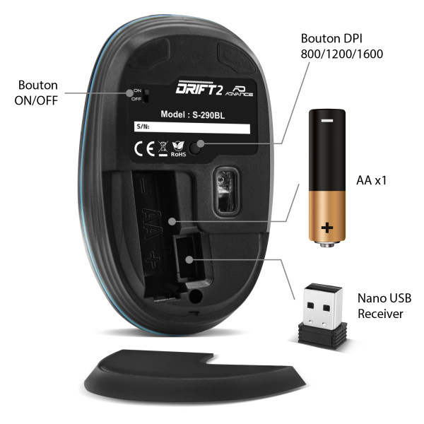 Acheter Souris Sans Fil Drift 2 - Bleu - Advance pas cher