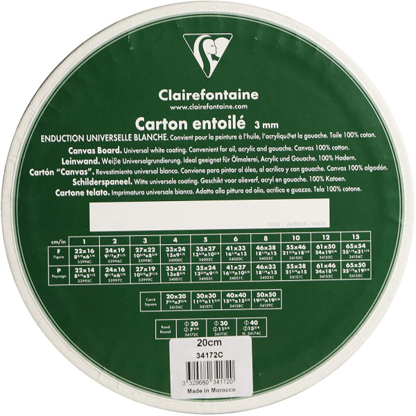 Carton Entoilé - 100% Coton - Diamètre 20 Cm - Clairefontaine pas cher