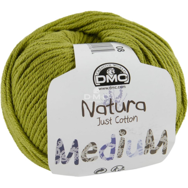 photo-Pelote - 100% coton - Vert herbe - Epais - DMC - Natura Médium - Tricot - Crochet