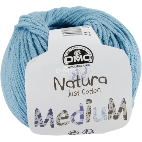 photo-Pelote - 100% coton - Bleu - Epais - DMC - Natura Médium - Tricot - Crochet