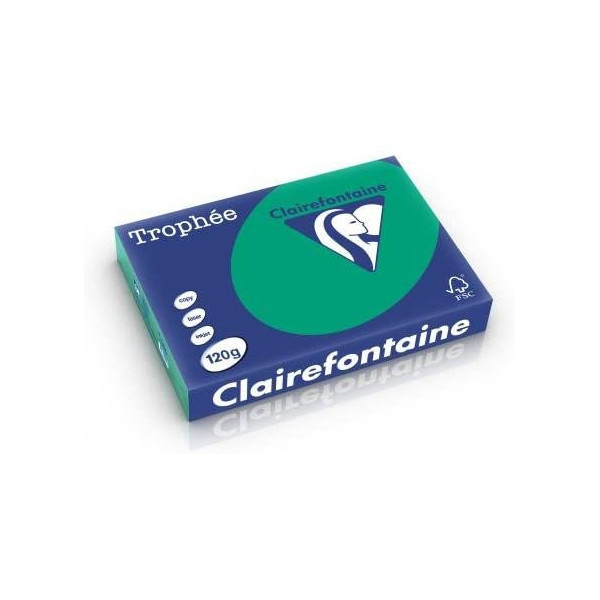 250 Feuilles A4 - 120G - Couleurs Vives - Vert Sapin - Trophée Clairefontaine pas cher