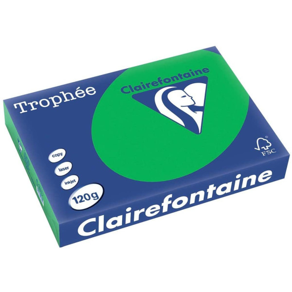 250 Feuilles A4 - 120G - Couleurs Vives - Vert Billard - Trophée Clairefontaine pas cher