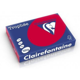 250 Feuilles A4 - 120G - Couleurs Vives - Rouge Groseille - Trophée Clairefontaine pas cher