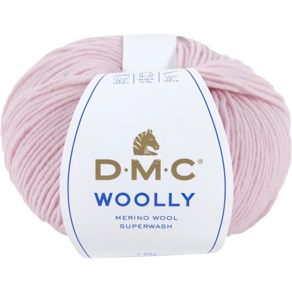 photo - Pelote de laine - 100% mérinos - Rose pâle - DMC - Woolly - Tricot - Crochet