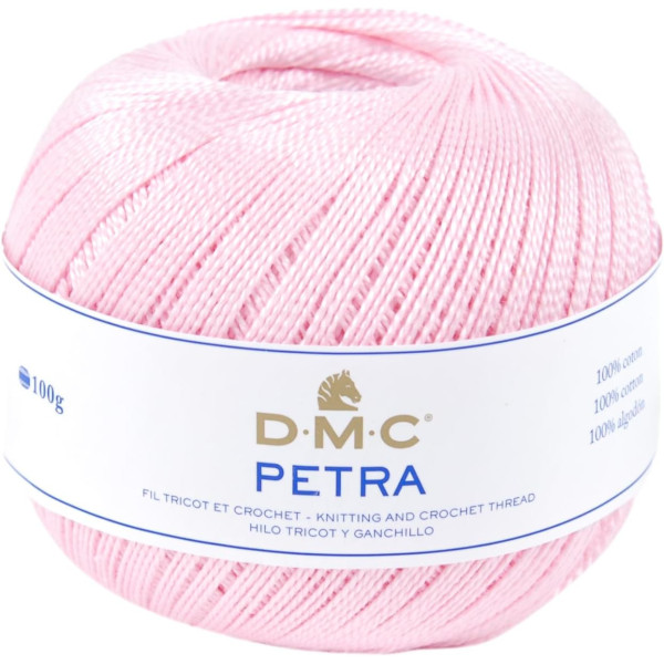 photo-Pelote de laine - 100% coton - Rose - 54458 - DMC - Petra - Longues fibres