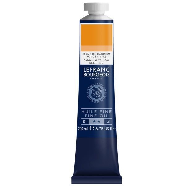 photo-Peinture à l'huile - Fine - Jaune de cadmium foncé imitation  - 696 - Lefranc Bourgeois - 200ml