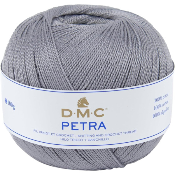 photo-Pelote de laine - 100% coton - Gris - 5414 - DMC - Petra - Longues fibres
