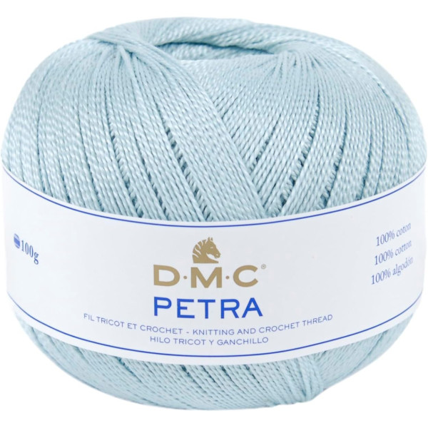 photo-Pelote de laine - 100% coton - Bleu clair - 54518 - DMC - Petra - Longues fibres