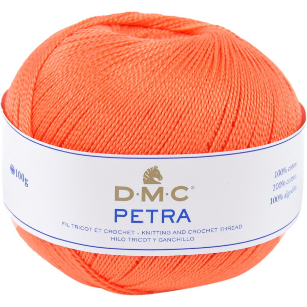 photo-Pelote de laine - 100% coton - Orange - 5608 - DMC - Petra - Longues fibres