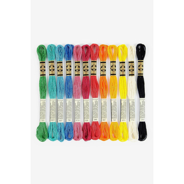 Fils de laine - 12 échevettes - Fil mouliné - DMC - Couleurs passion - Broderie - Point de croix