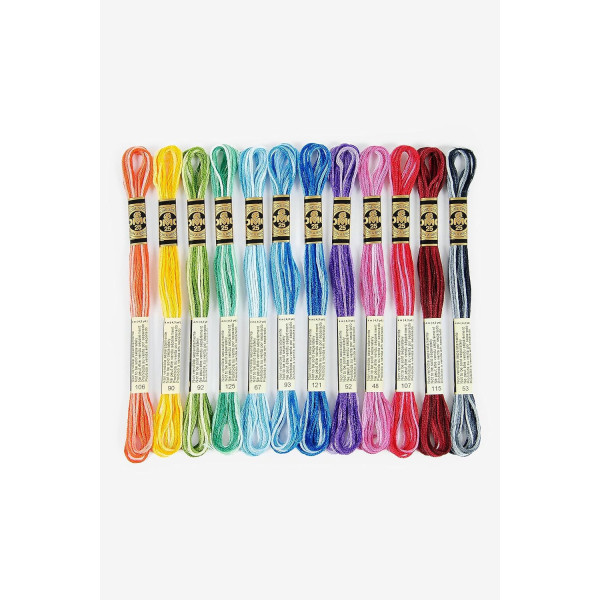 Fils de laine - 12 échevettes - Fil mouliné - DMC - Coloris ombrés - Broderie - Point de croix