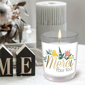 Bougie verre - Parfumée - Merci pour tout - Idées cadeaux