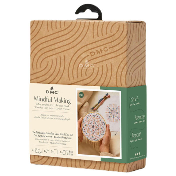 photo-Kit point de croix - Broderie - Motifs persans colorés - DMC - Inclus tambour, toile, fils