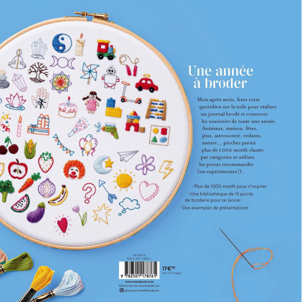 Livre - Broderie - Une année à broder - 1000 motifs - 15 points - Steph Arnold