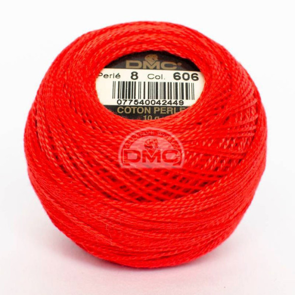 photo - Fil à broder - Rouge vif - 606 - Coton perlé - Pelote - DMC - Broderie - Crochet