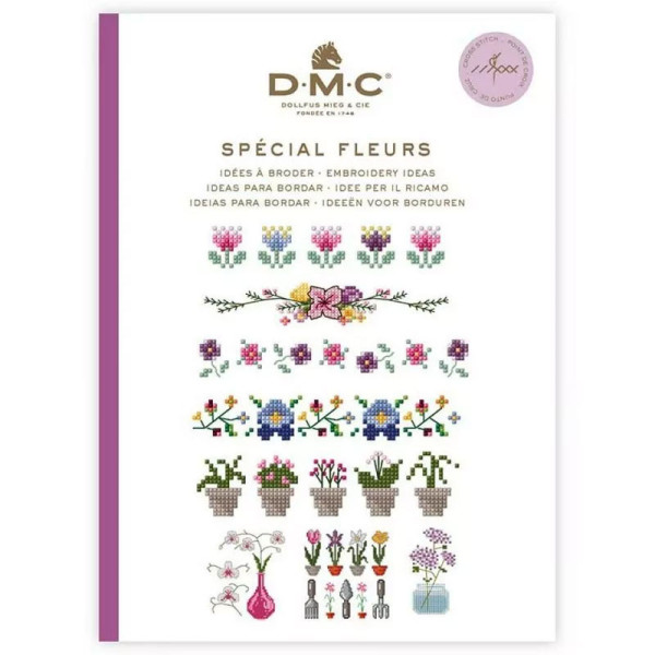 photo - Livre - Broderie - Point de croix - Fleurs - Idées à broder - 100 modèles - DMC