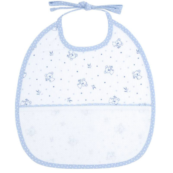 photo-Grand bavoir - Bébé - 6 mois - A broder - Bleu/motif koala - Cadeau naissance