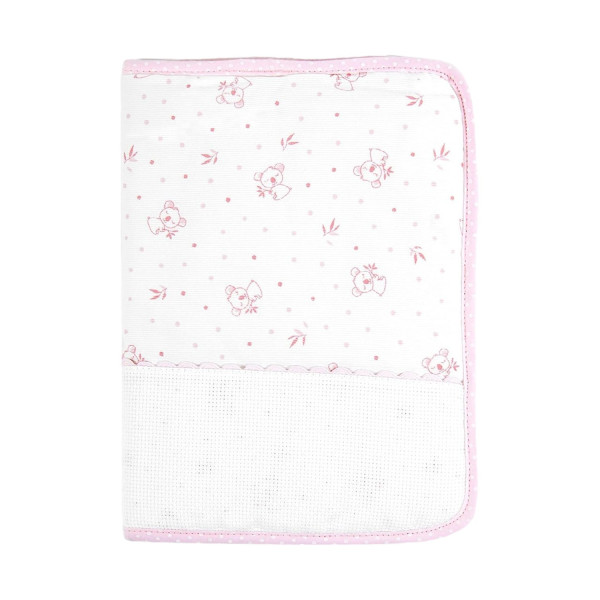 photo-Protège carnet de santé - A broder - Rose/motif koala - 25x18cm - Bébé - Naissance