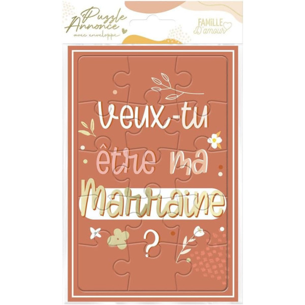 photo - Carte - Annonce naissance - Baptême - Veux tu être ma marraine ? - Puzzle