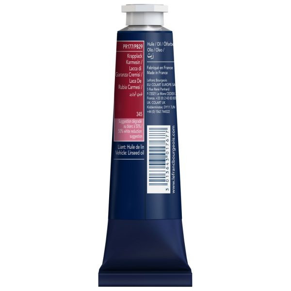 Peinture à l'huile - Fine - Laque de garance cramoisie - 345 - Lefranc Bourgeois - 40ml
