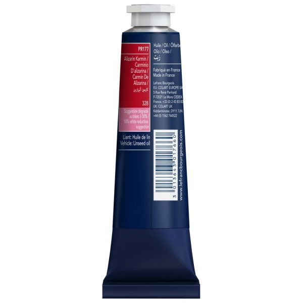 Peinture à l'huile - Fine - Carmin d'alizarine - 328 - Lefranc Bourgeois - 40ml