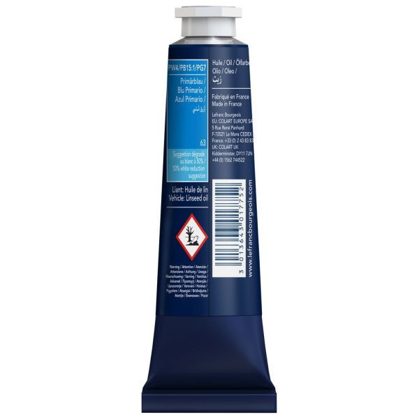Peinture à l'huile - Fine - Bleu primaire - 063 - Lefranc Bourgeois - 40ml