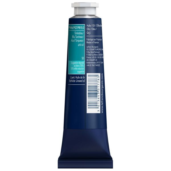 Peinture à l'huile - Fine - Bleu turquoise - 529 - Lefranc Bourgeois - 40ml