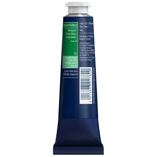 Peinture à l'huile - Fine - Vert moyen - 561 - Lefranc Bourgeois - 40ml