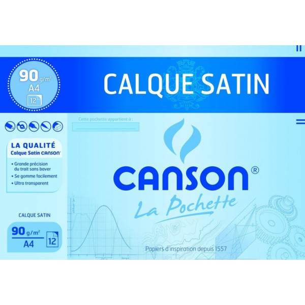 photo - Papier calque - Canson - A4 - 21x29,7cm - 90g - 12 feuilles - Dessin - Scolaire