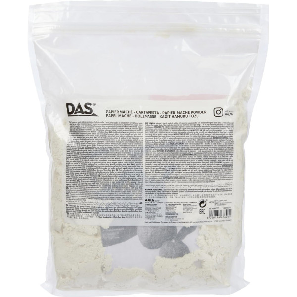 Papier mâché en poudre - A mélanger - Blanc - Modelage - Sachet 1kg - DAS