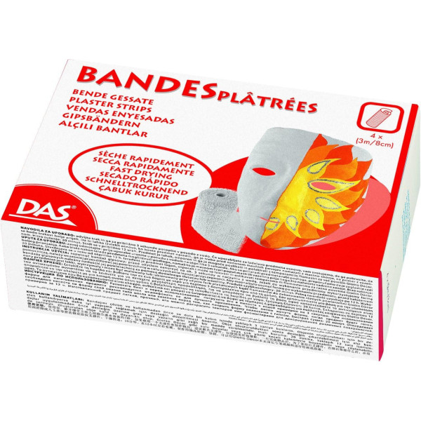 photo - Bandes plâtrées - Blanc - Imprégnées de plâtres - Modelage - Loisirs créatifs - 4 pièces
