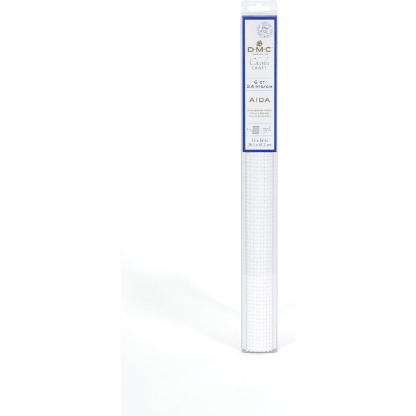 Toile Aïda à broder - 100% coton - 2,4pts/cm - 38x46cm - Blanc - DMC