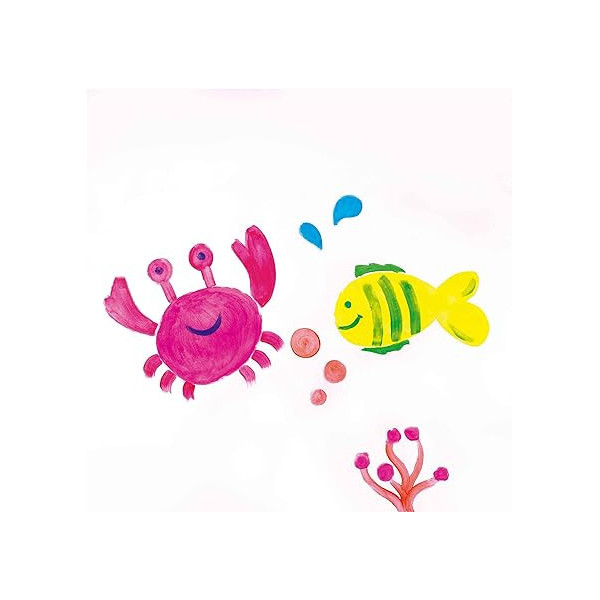 6 Pinceaux avec peinture - Gouache - Pour enfant - Couleurs fluo - Apli kids