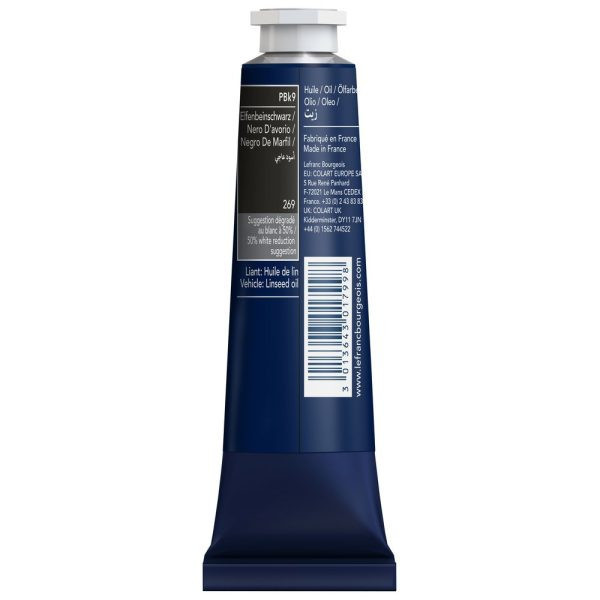 Peinture à l'huile - Fine - Noir d'ivoire - 269 - Lefranc Bourgeois - 40ml