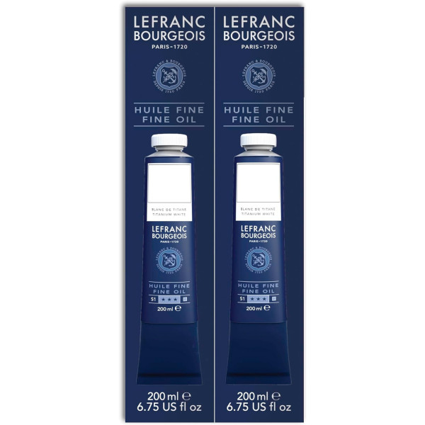photo - Peinture à l'huile - Fine - Blanc de titane - 008 - Lefranc Bourgeois - 200ml - Lot de 2
