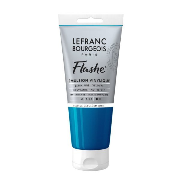 photo - Peinture vinylique - Flashe - Bleu de cérulémum imitation - 065 - Lefranc Bourgeois - 80ml