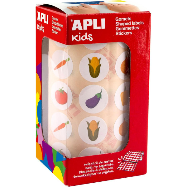 photo - photo - Rouleau de gommettes rondes - 20 mm - Motif légumes - Apli