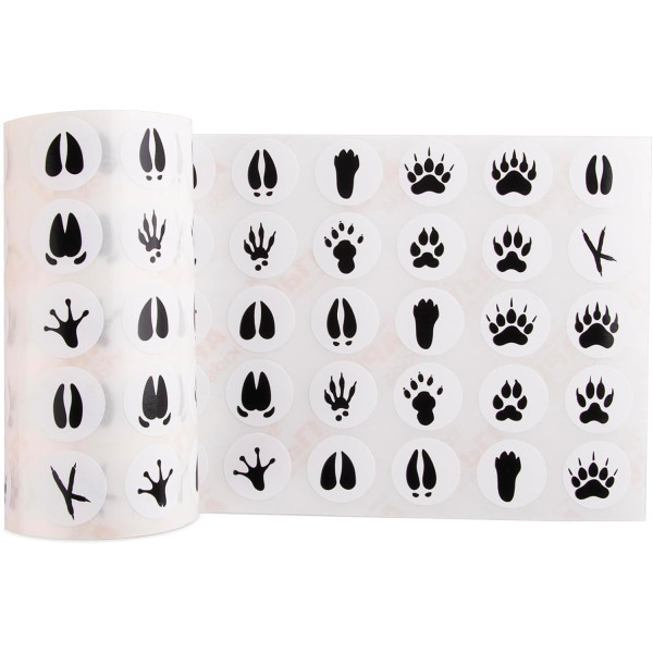 Rouleau de gommettes rondes - 20 mm - Motif empreintes d'animaux - Apli