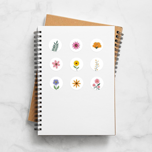 Rouleau de gommettes rondes - 20 mm - Motif fleurs - Apli
