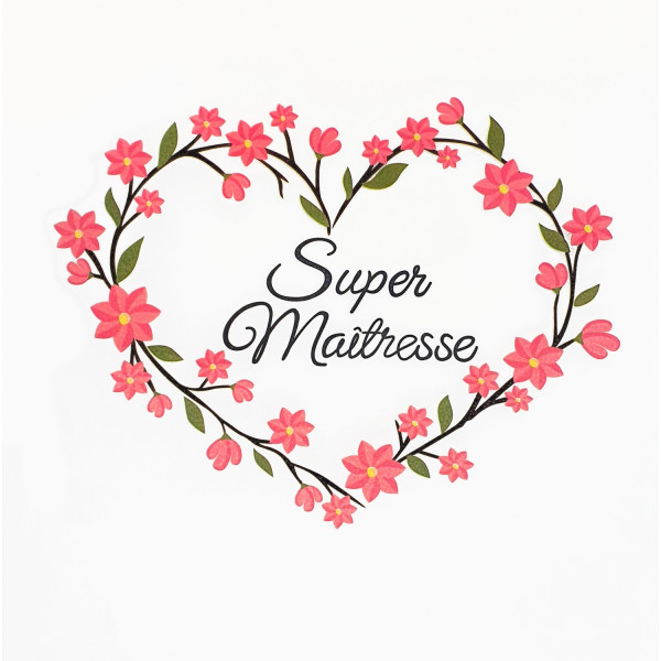 photo - Stickers pour tissus - Super maîtresse - Thermocollant - 17x17cm - Loisirs créatifs