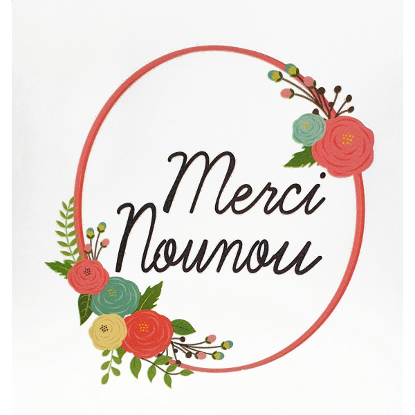 photo - Stickers pour tissus - Merci nounou - Thermocollant - 10x10cm - Loisirs créatifs