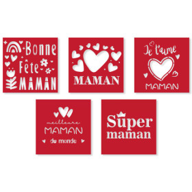 photo - Pochoirs - Bonne fête maman - 5 modèles - Tout support - Réutilisable