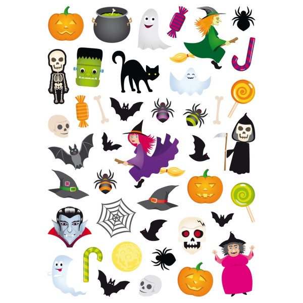 photo - Gommettes - Halloween - Citrouille - Fantôme - Sorcière - 88 pièces - Autocollant