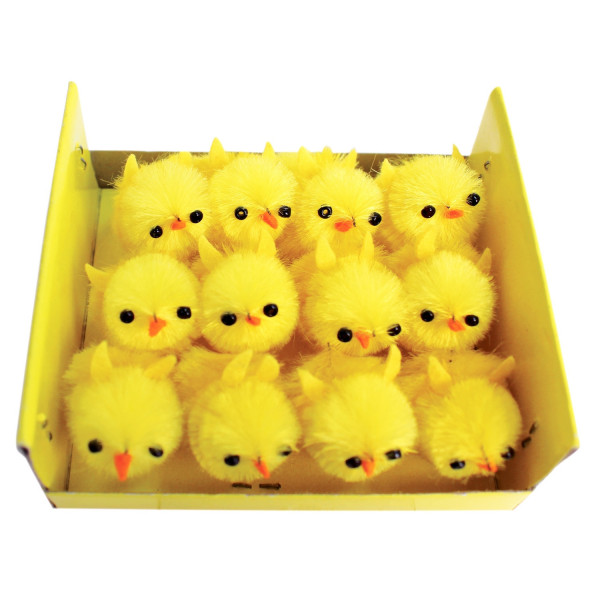 Petits poussins - Décoratif - Loisirs créatifs - Pâques - 12 pièces - 2,5cm