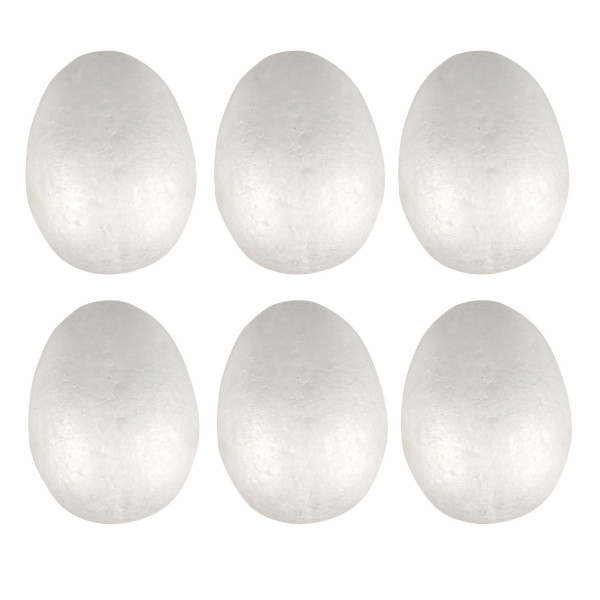 photo - Œufs - Blanc - Polystyrène - 6 pièces - 6cm - Pâques - Noël - Loisirs créatifs