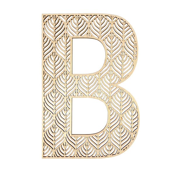 photo-Grande lettre en bois - B - Bois - Ajouré - A décorer - 24 cm - Loisirs créatifs