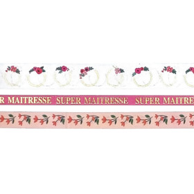 Ruban adhésif - Washi-tape - Décoratif - Super maîtresse - 3 rouleaux - Carterie
